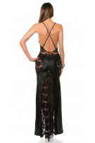 Sexy KouCla ClubStyle dress wet look with lace Black